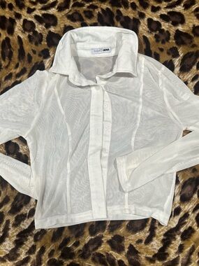 White Sheer Button-Up Shirt